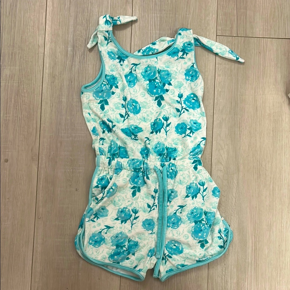 SweetHoney Blue and White Floral Jumper/Romper